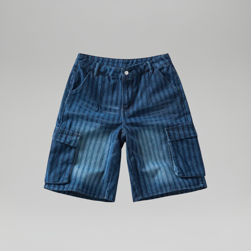 Men’s Faded Light Wash Loose Fit Denim Shorts