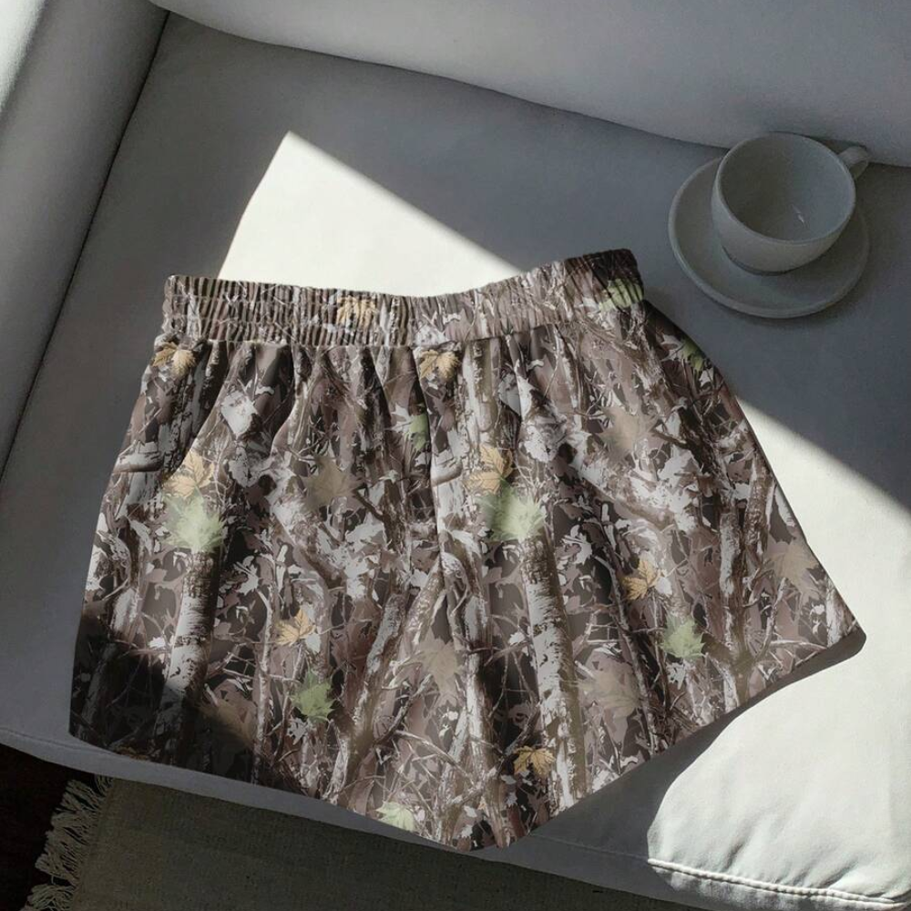 Casual And Vintage Camo Tree Branch Print Mid For Women