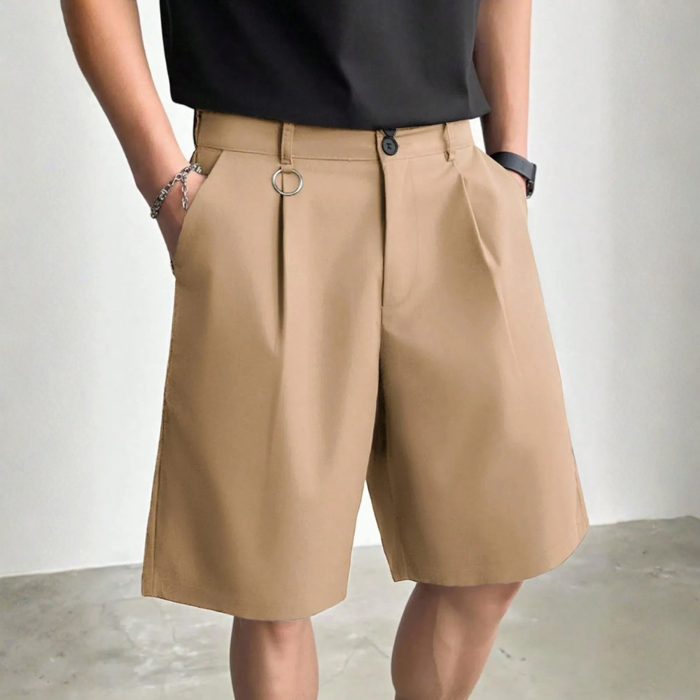 Men’s Striped Pleated Loose Fit Casual Shorts