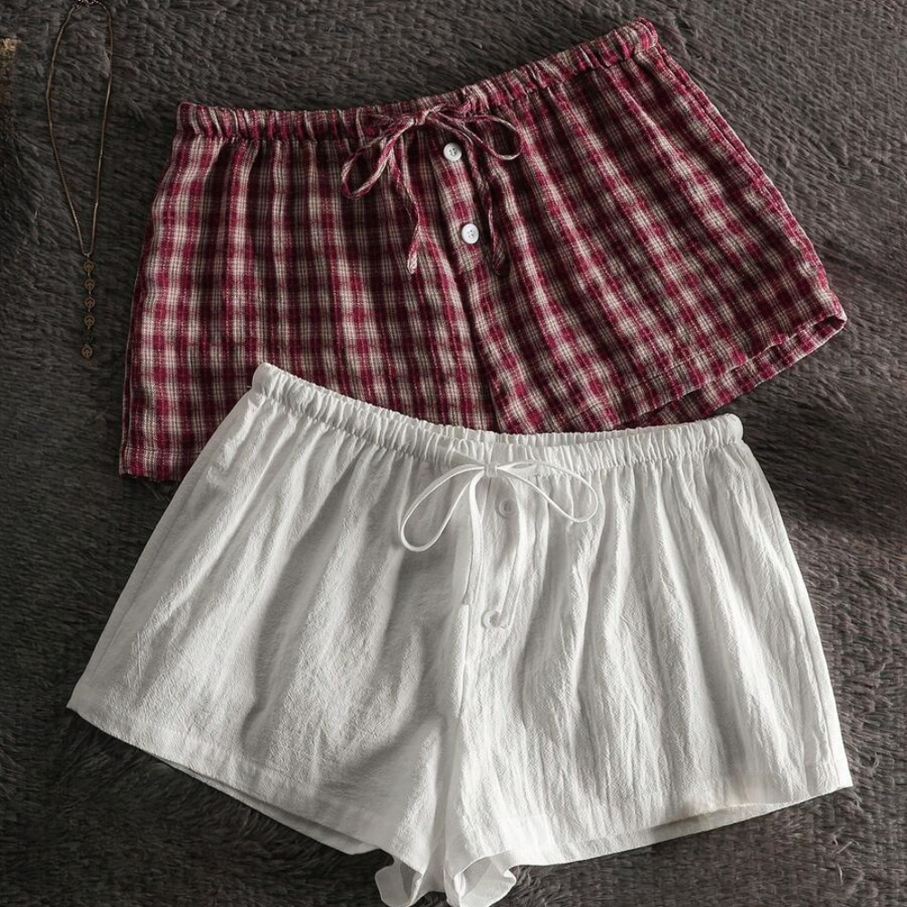 Pack Of 2 Striped Linen Shorts For Women