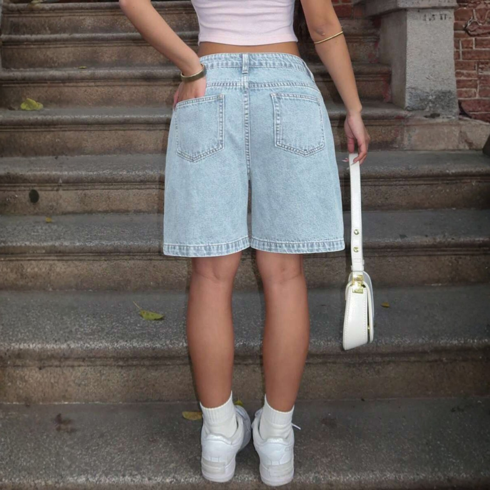 Denim And Loose Bermuda Shorts And Summer Casual For Women