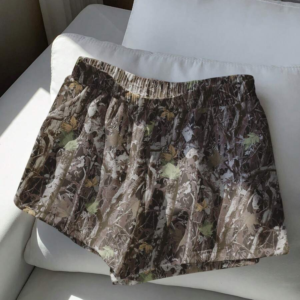 Casual And Vintage Camo Tree Branch Print Mid For Women