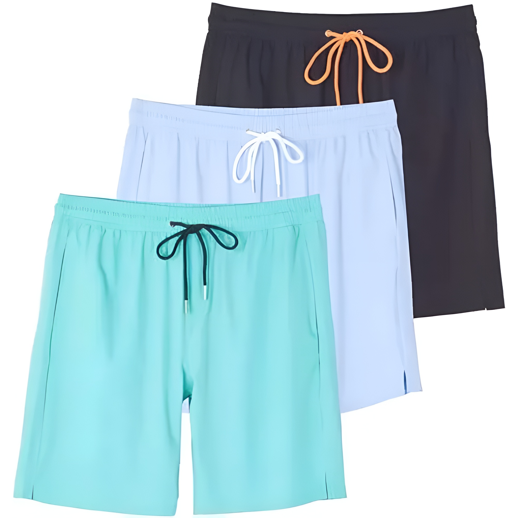 3 Pack: Men's 9" Inch 2 in 1 Board Shorts with Compression Liner - Bathing Suit with Back Flap Pocket