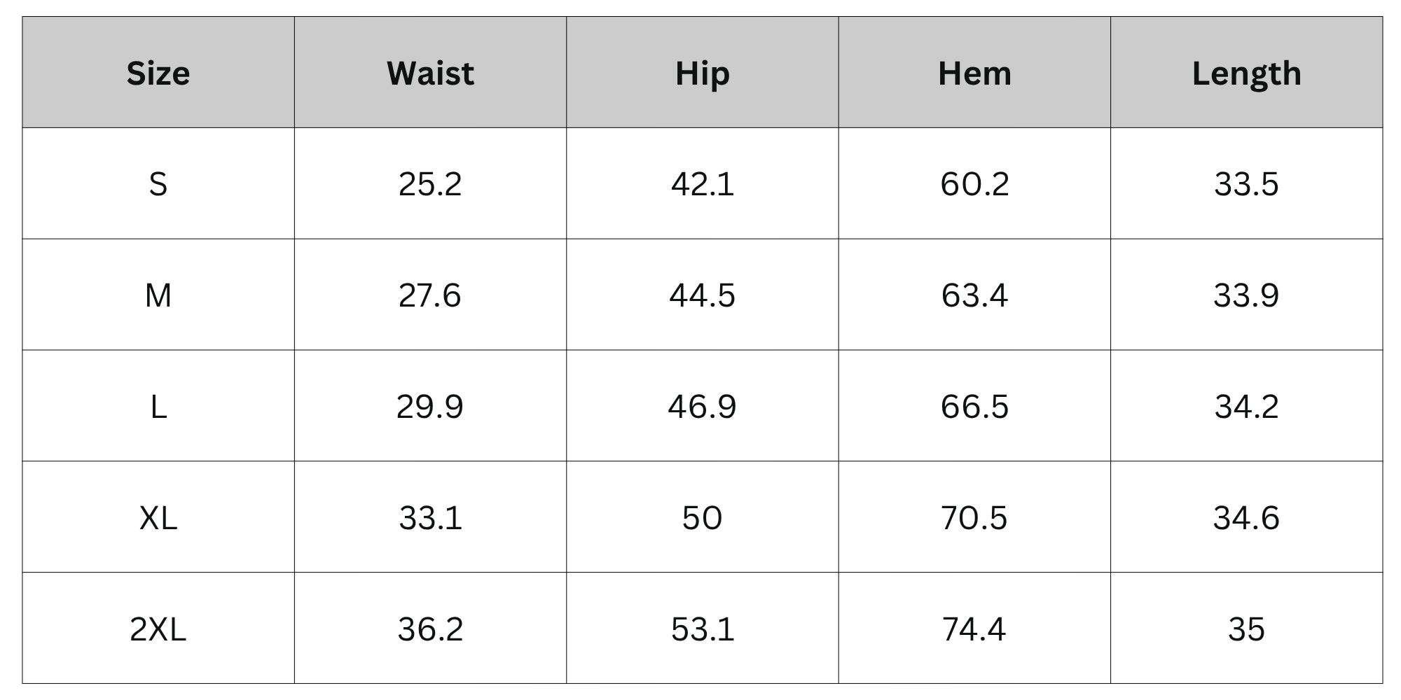Size Chart