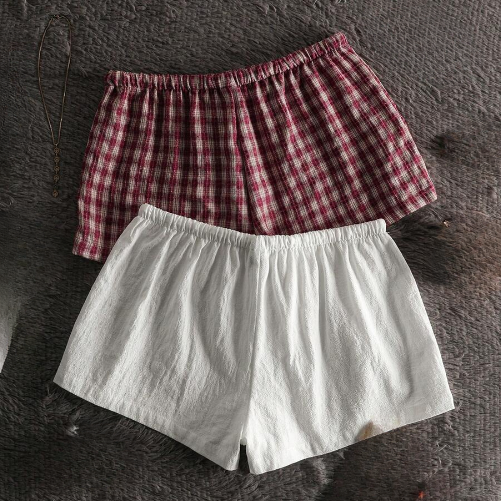 Pack Of 2 Striped Linen Shorts For Women