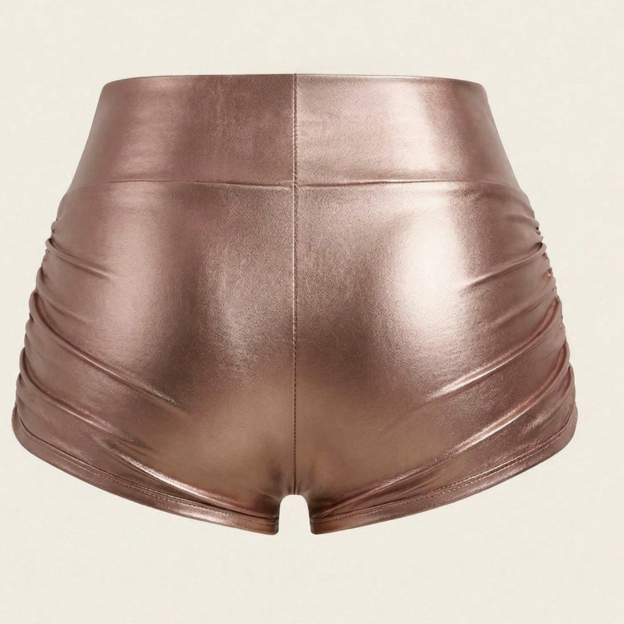 Casual Fitted Ruched Leather Shorts For Women