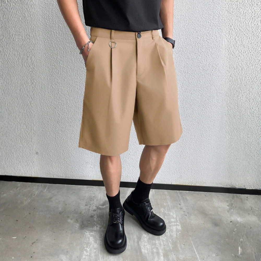 Men’s Striped Pleated Loose Fit Casual Shorts