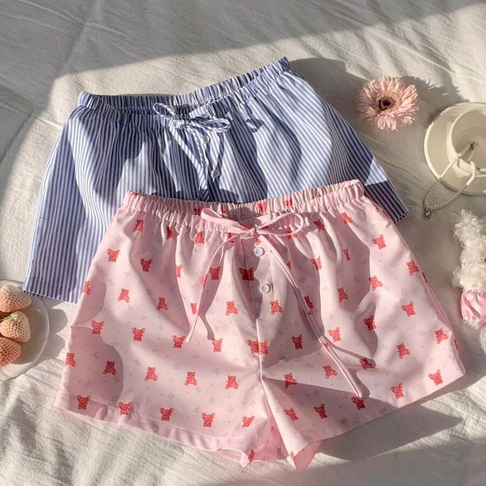 Pack Of 2 Striped Linen Shorts For Women