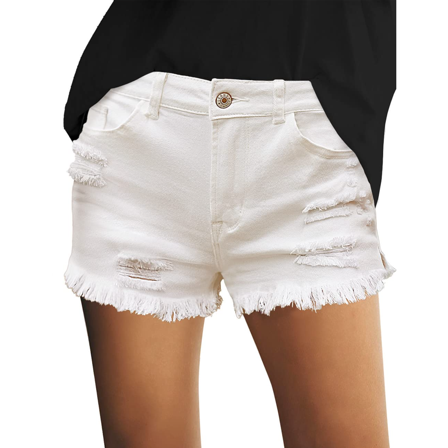 Ripped Summer Denim Shorts For Women