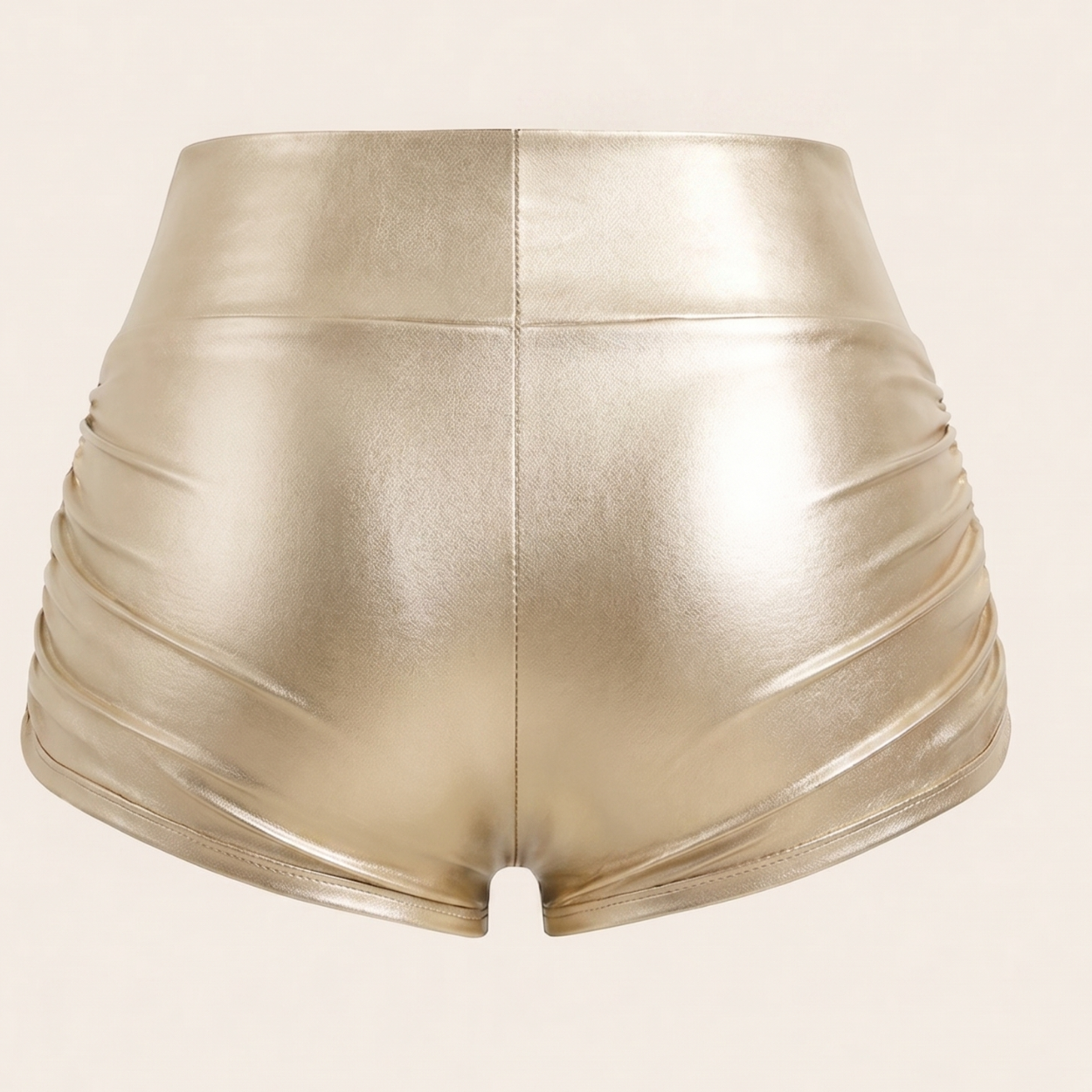 Casual Fitted Ruched Leather Shorts For Women