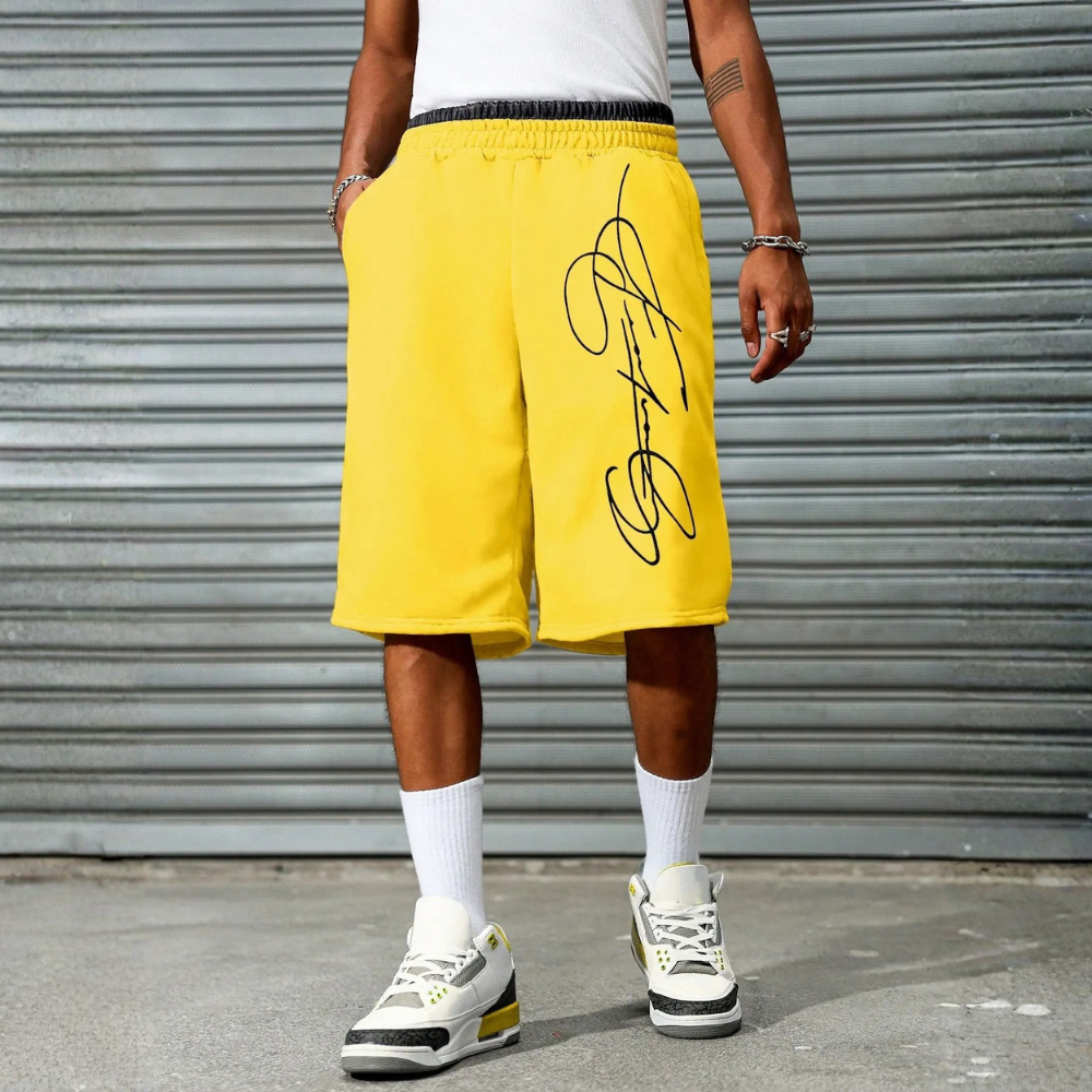 Men’s Contrast Trim Drawstring Casual Sweatpants Shorts
