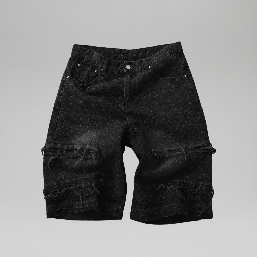 Men’s Faded Light Wash Loose Fit Denim Shorts