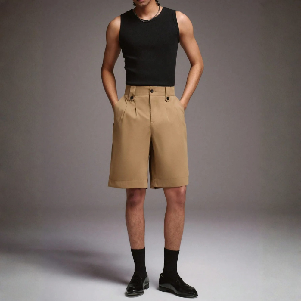 Men’s Striped Pleated Loose Fit Casual Shorts