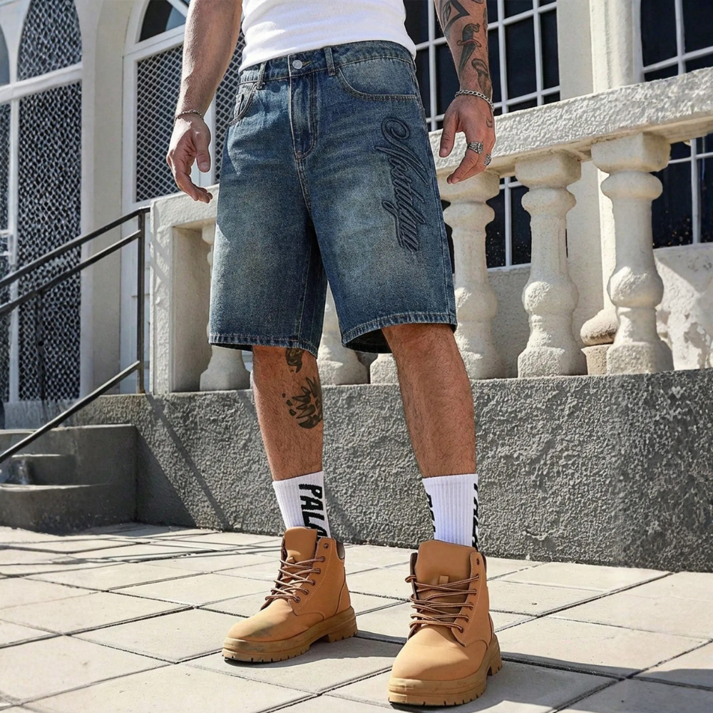 Men’s Rhinestone Decor Denim Shorts Casual Summer