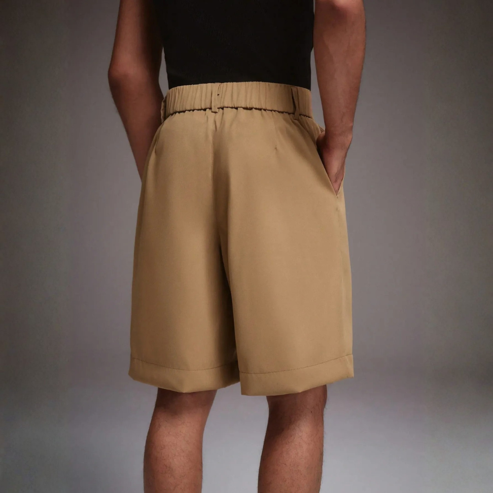 Men’s Striped Pleated Loose Fit Casual Shorts