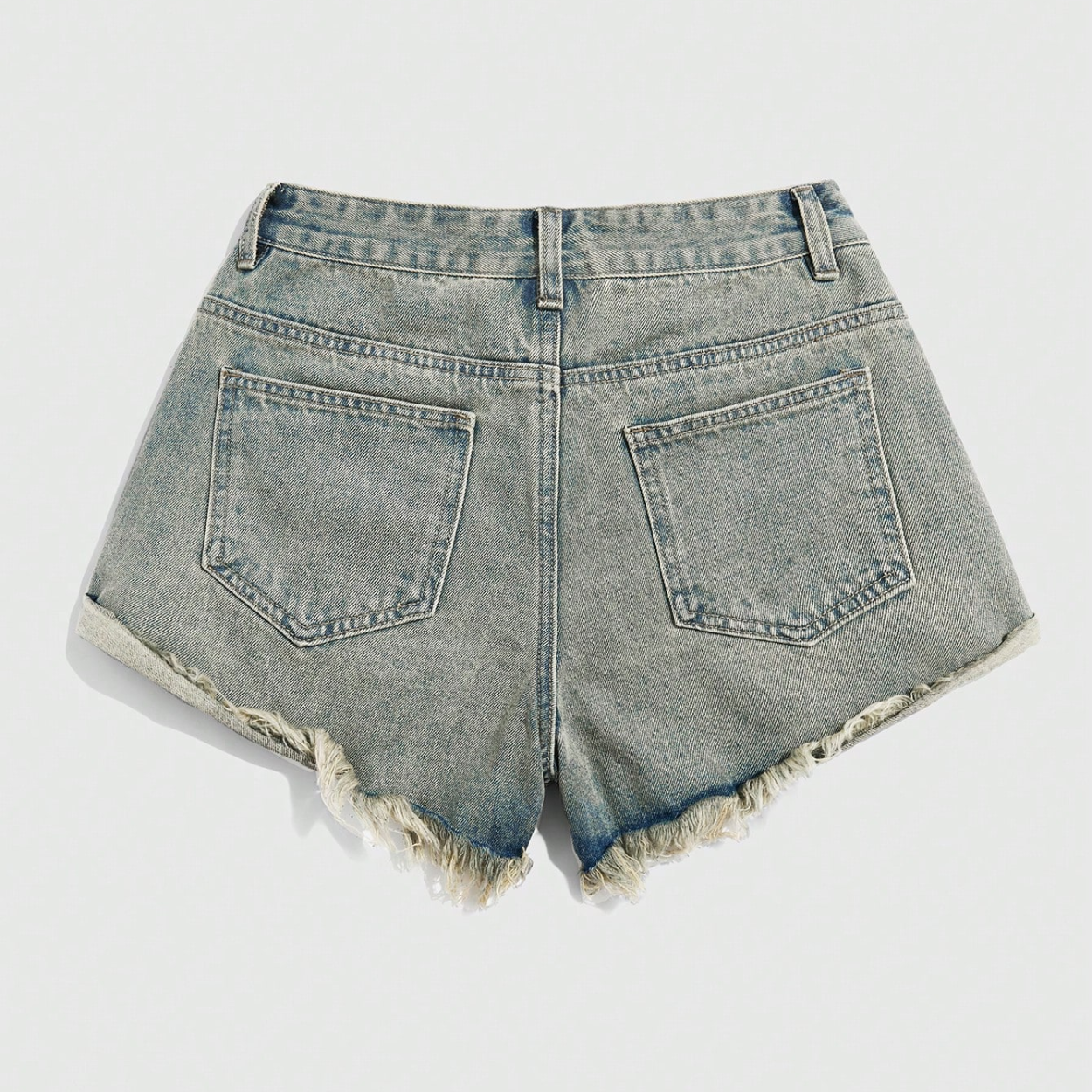 Casual Ripped Raw Hem Denim Shorts For Women