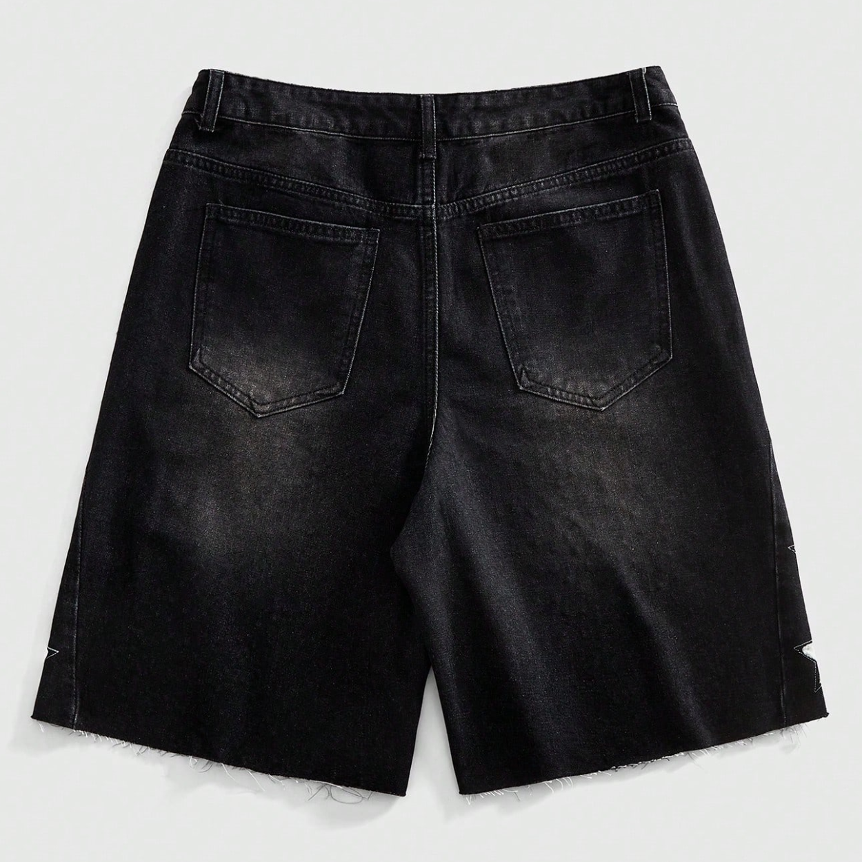 Sparkling Diamond Star Patch Casual Denim Shorts