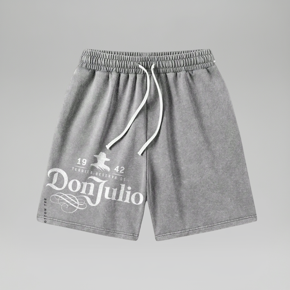 Men’s Gradient Washed Graphic Print Cotton Shorts