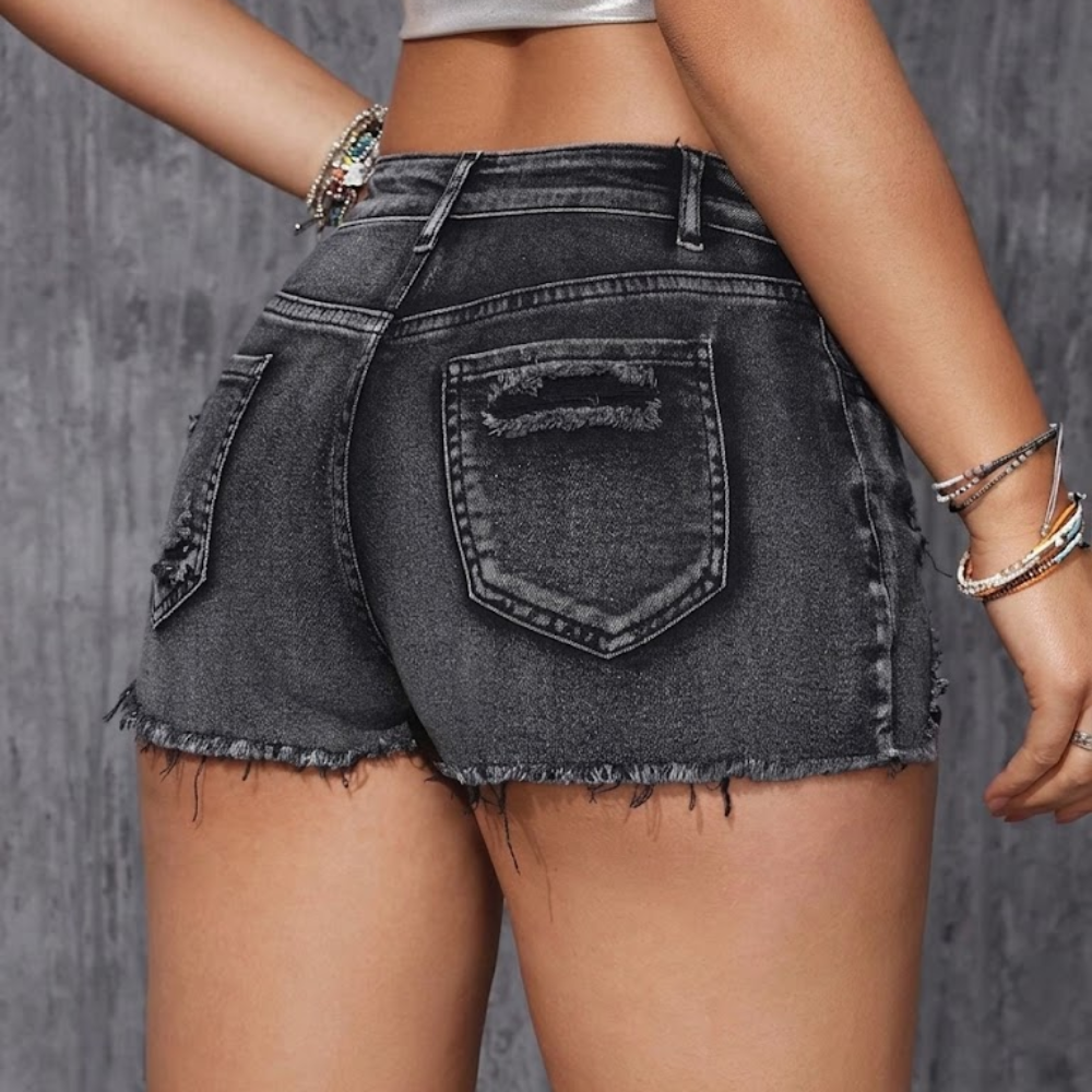 Washed Ripped Versatile Skinny Shorts For Women