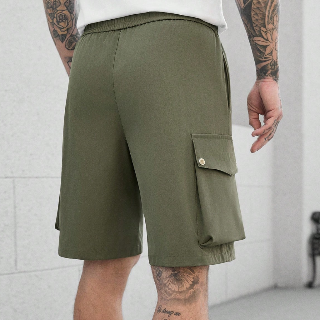 Solid Color Casual Loose Drawstring Shorts