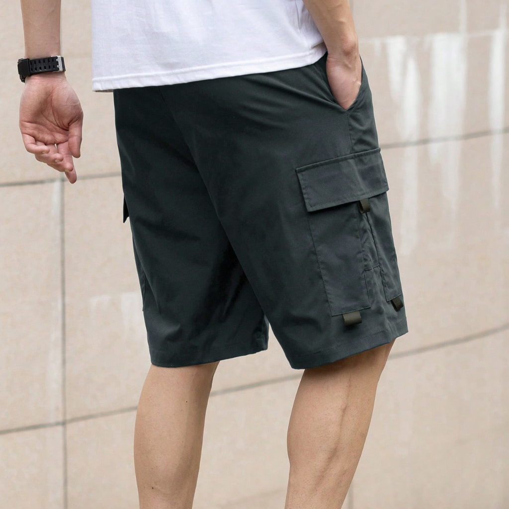 Solid Color Casual Loose Drawstring Shorts