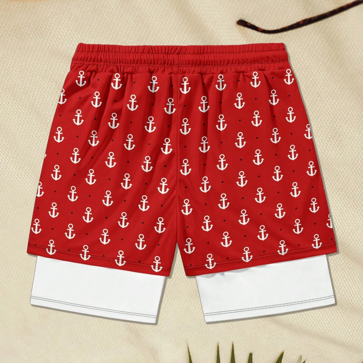 Summer Casual Printed Drawstring Beach Shorts For Men