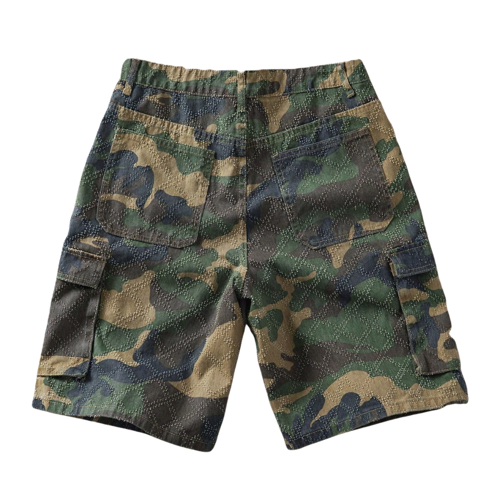 Casual And Camouflage Print Denim Cargo Shorts