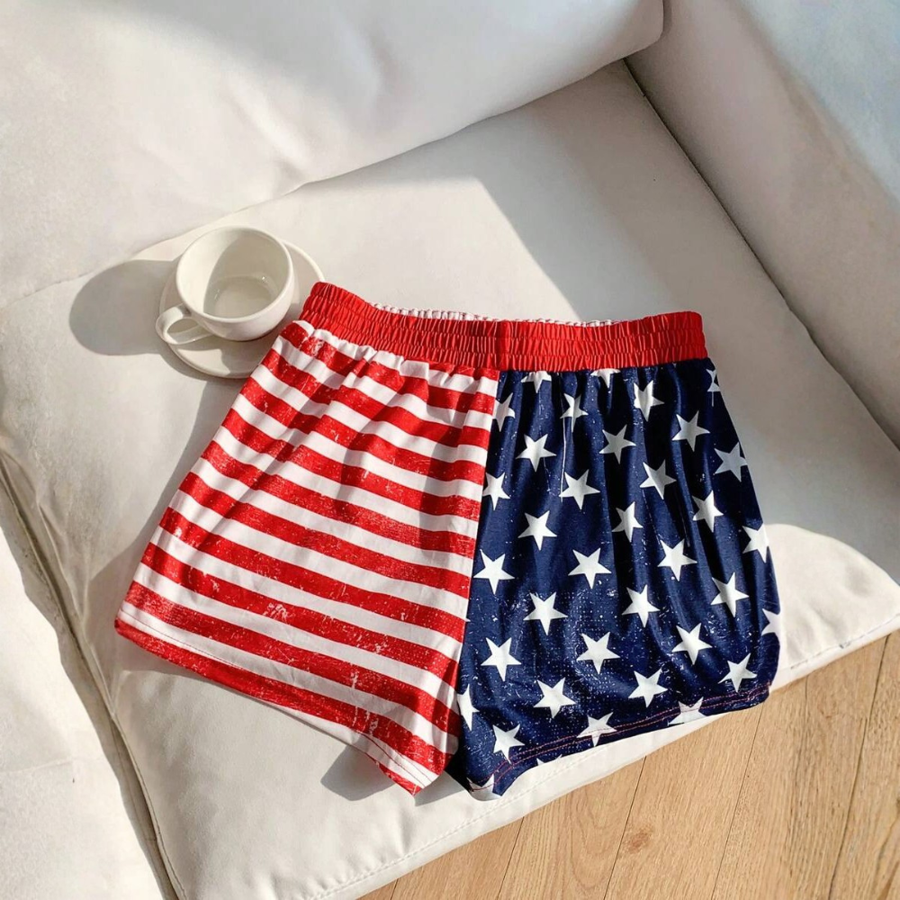4th Of July American Flag Printed Casual Shorts For Women