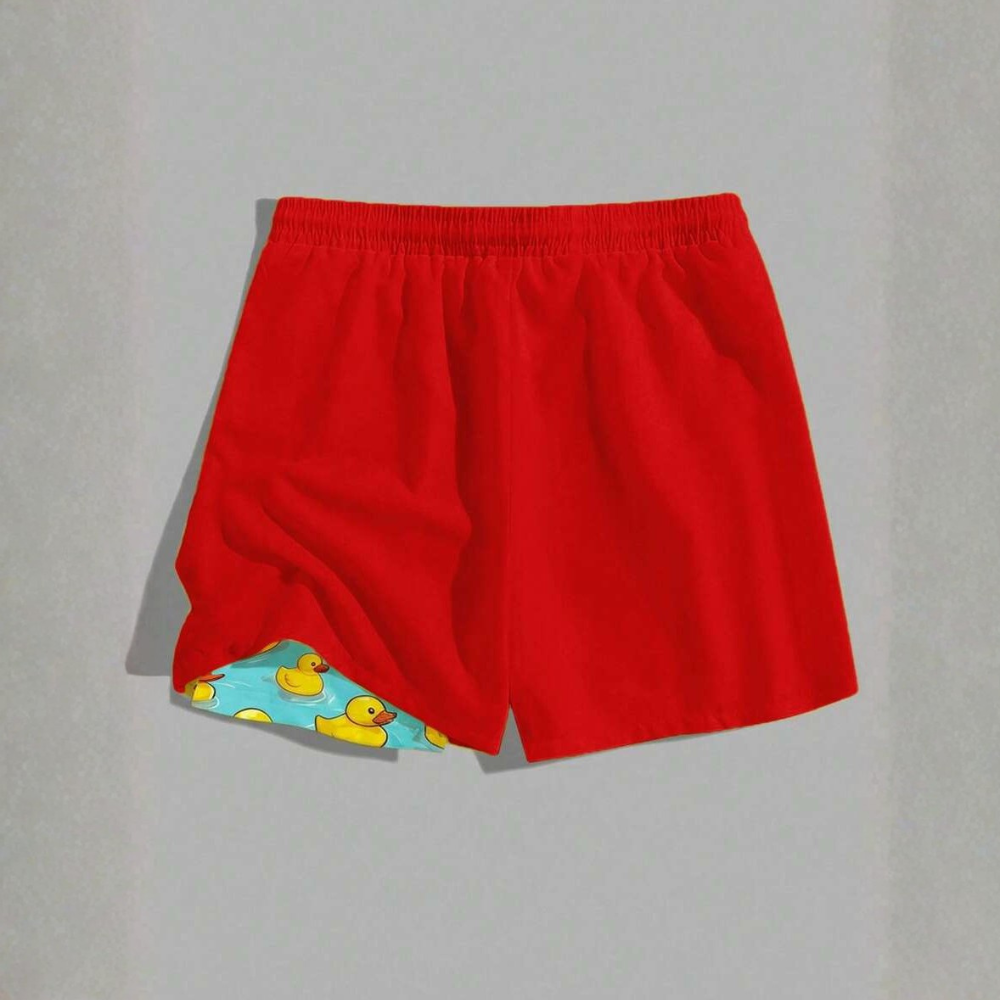 2 In 1 Cartoon Print Comfortable Beach Shorts