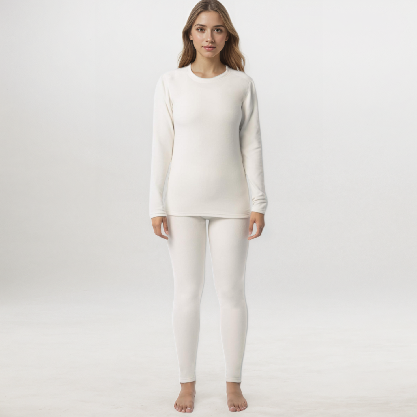 Women Fleece Lined Thermal Underwear Set Stretch Long Johns
