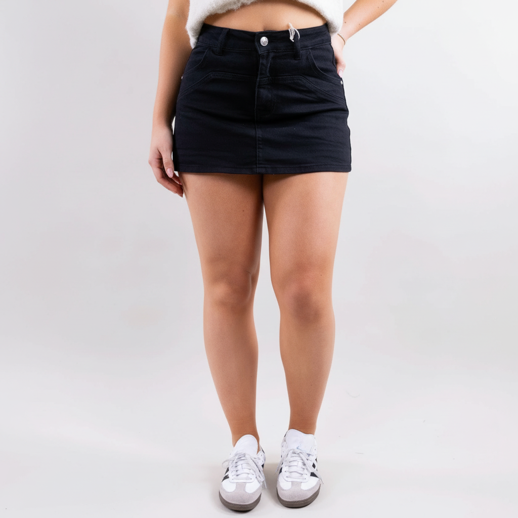 Casual High Rise Denim Mini Skort For Women