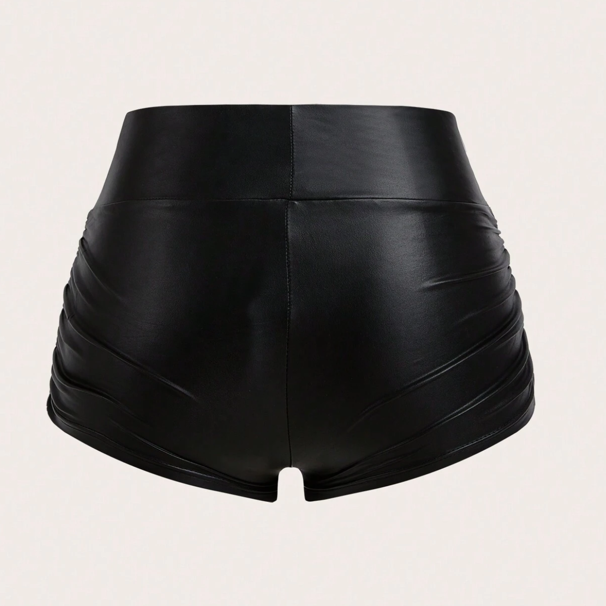 Casual Fitted Ruched Leather Shorts For Women