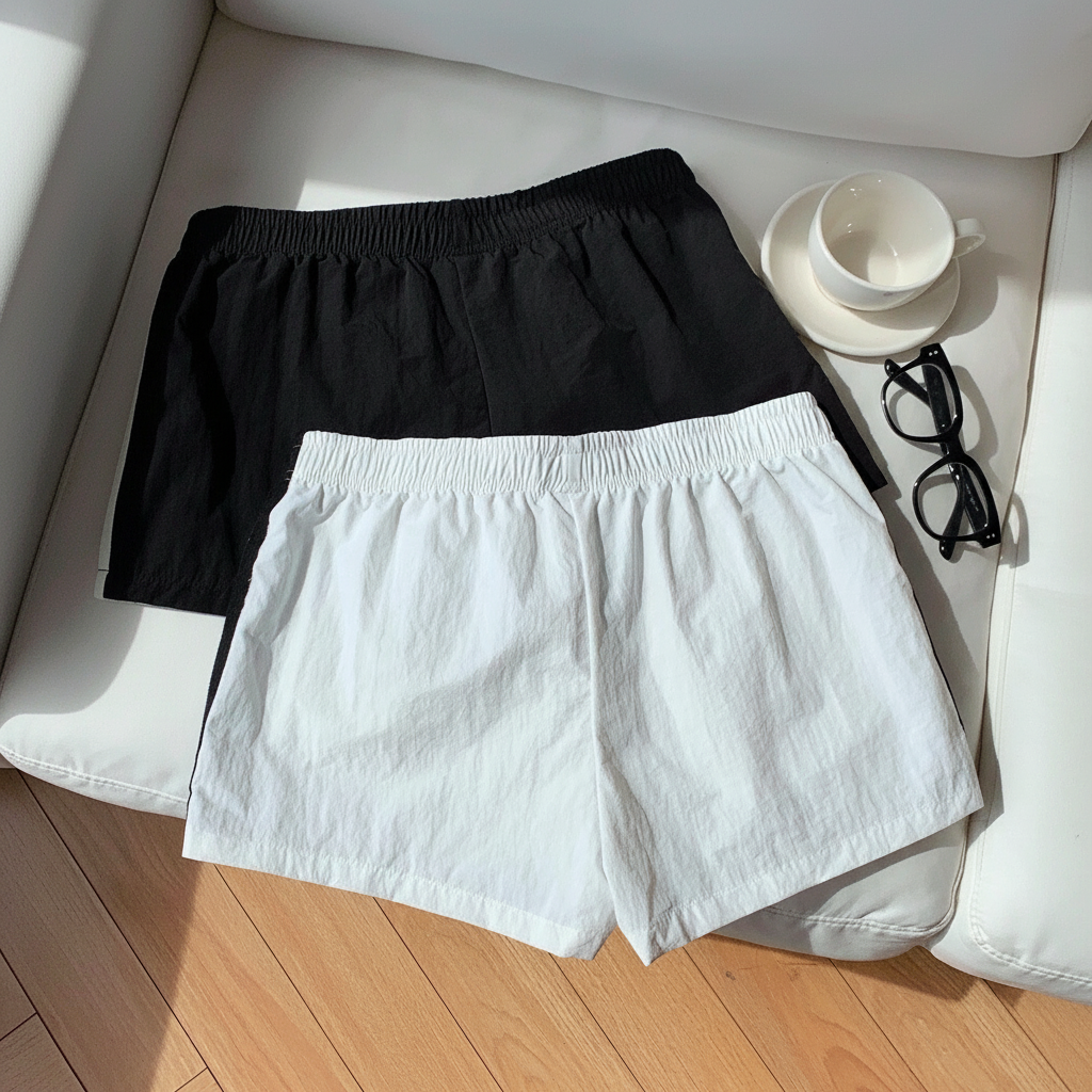 2 Pieces Summer Casual And Versatile Stripe Sports Shorts For Women