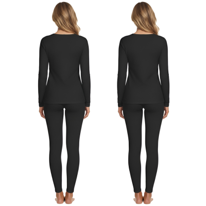 Pack of 2 Women Thermal Base Layer with Fleece Lined Underwear Top and Bottom Set