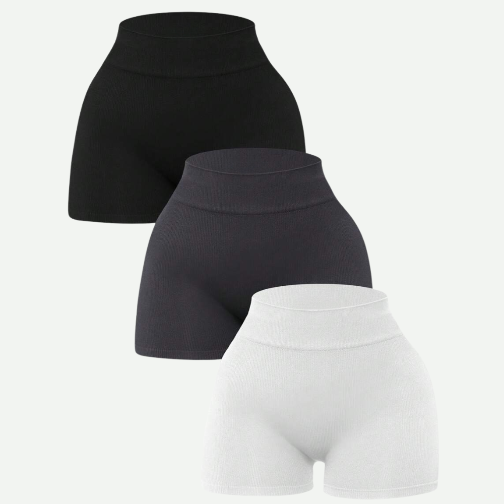 Pack Of 3 Solid Color High Workout Shorts For Women