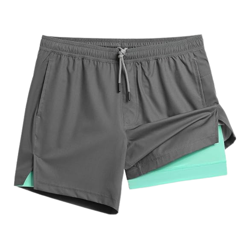 2 In 1 Quick Dry Athletic Shorts With Vibrant Inner Layer