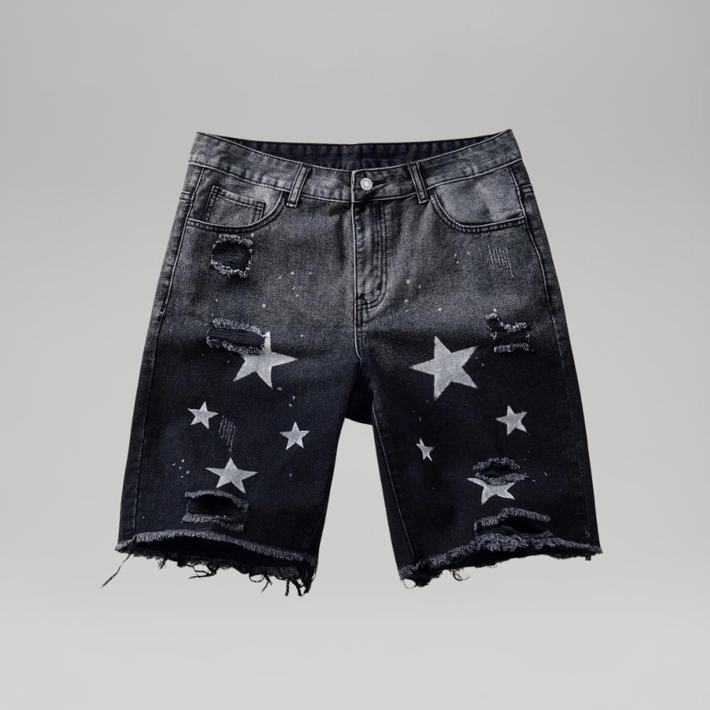 Men’s Faded Light Wash Loose Fit Denim Shorts