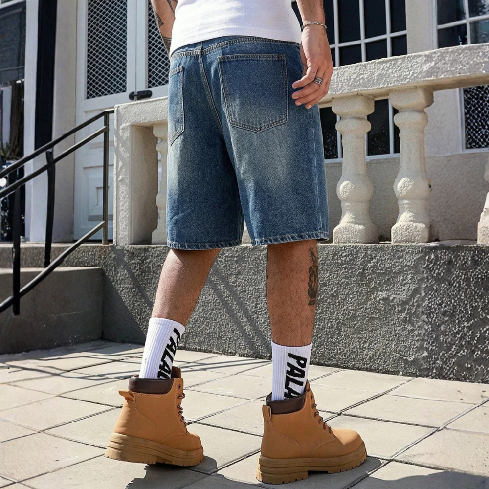 Men’s Rhinestone Decor Denim Shorts Casual Summer