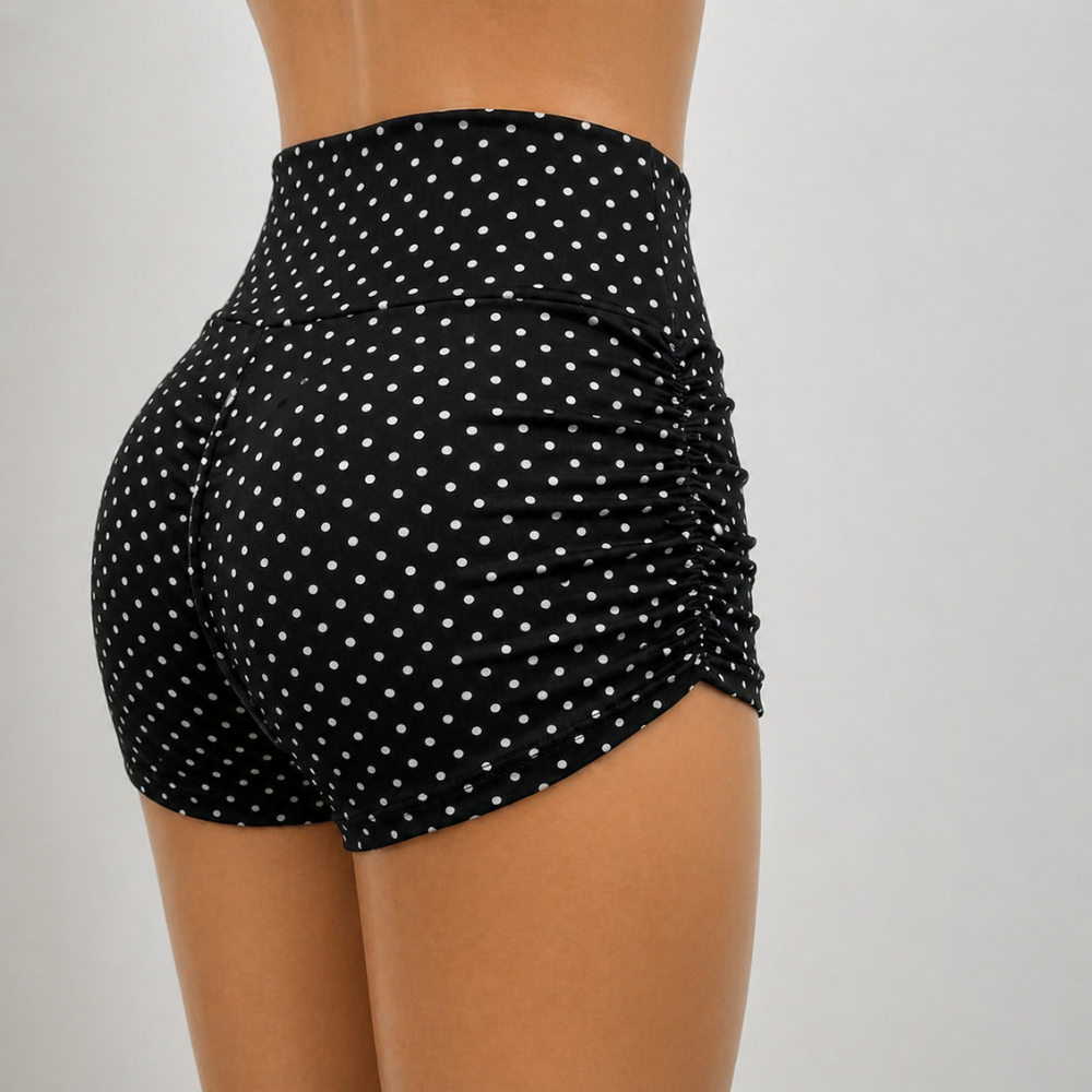 Solid And Color Pleated Retro Cycling Shorts Suitable For Women