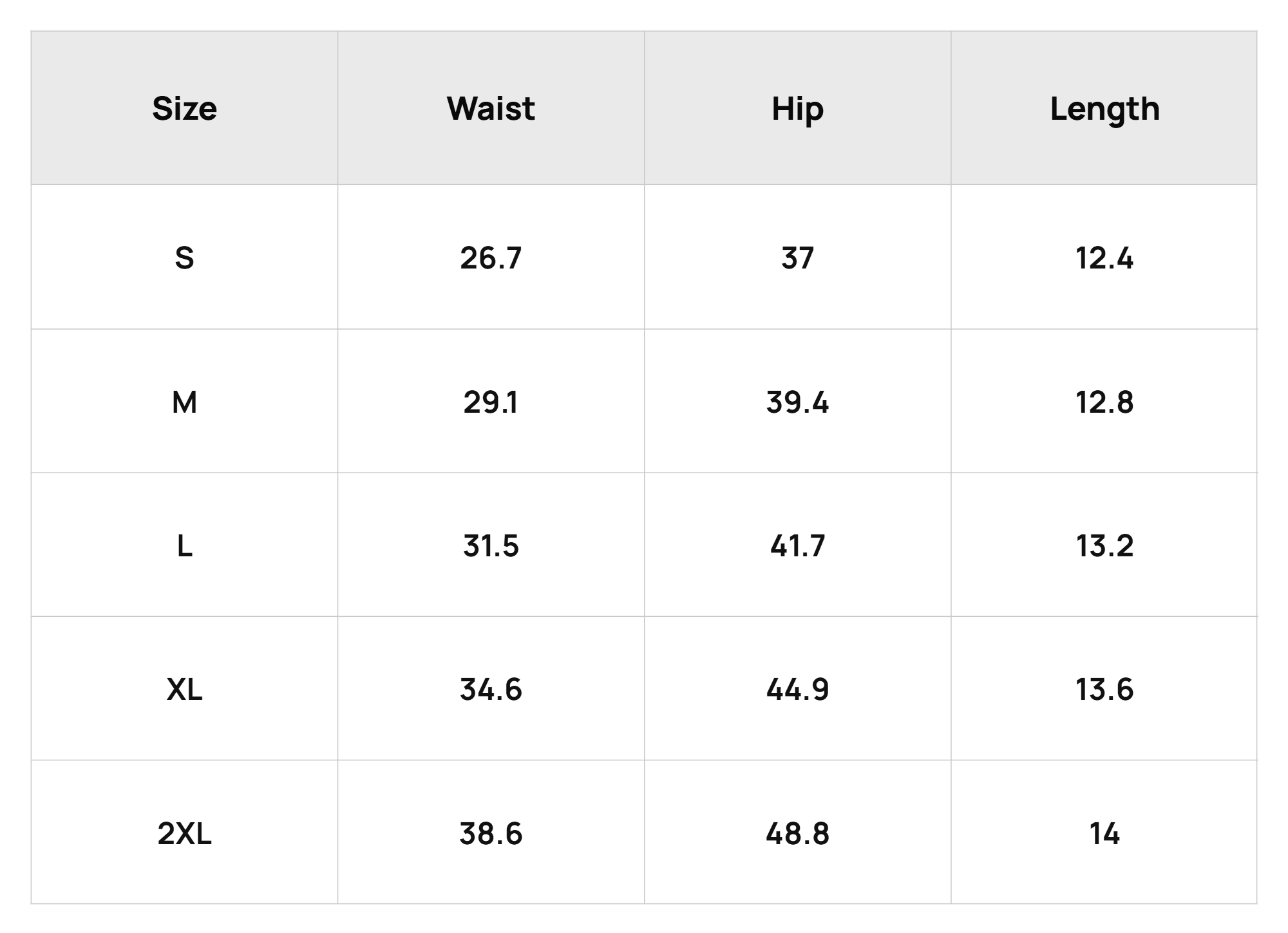 Size Chart