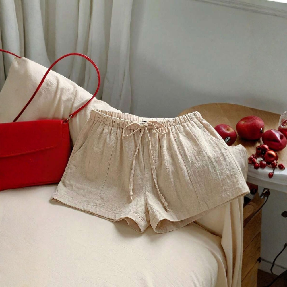 Casual And Loose Drawstring Solid Color Shorts Everyday For Women