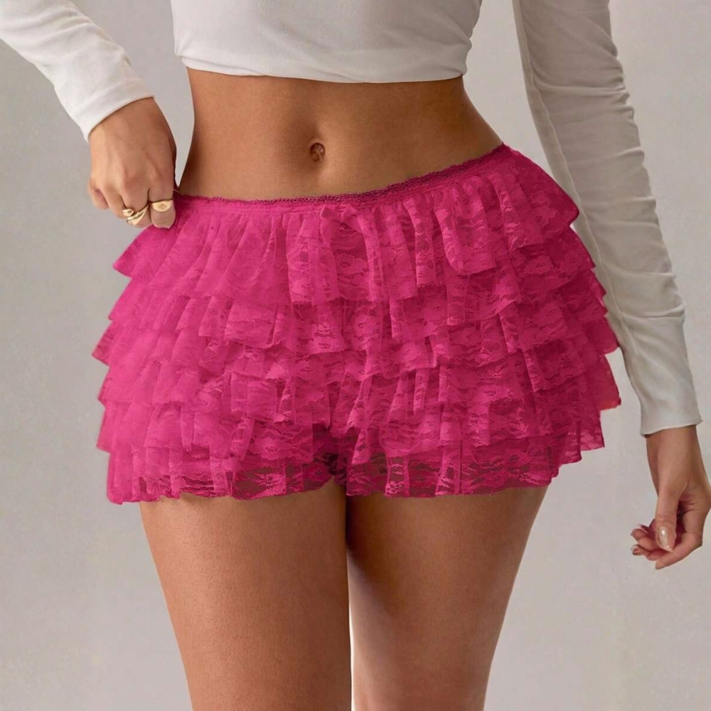 Summer Lace Ruffle Low Waist Shorts For Women