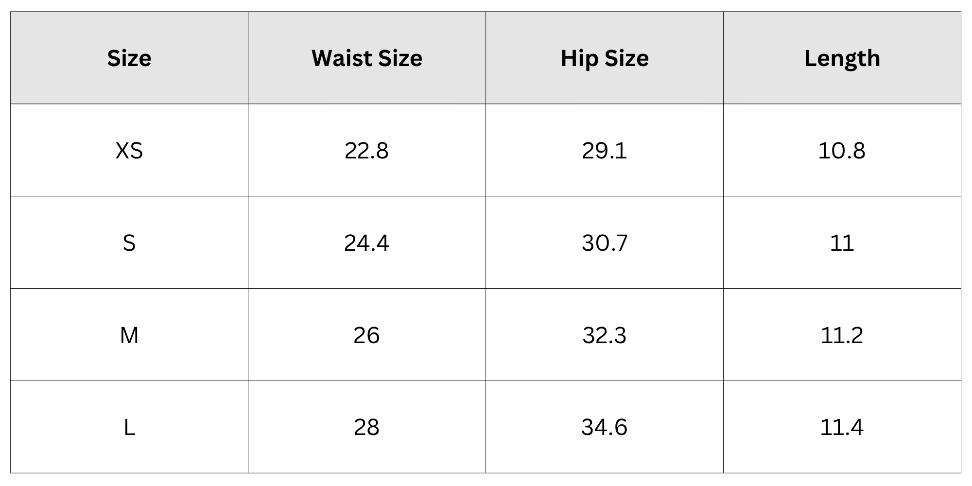 Size Chart