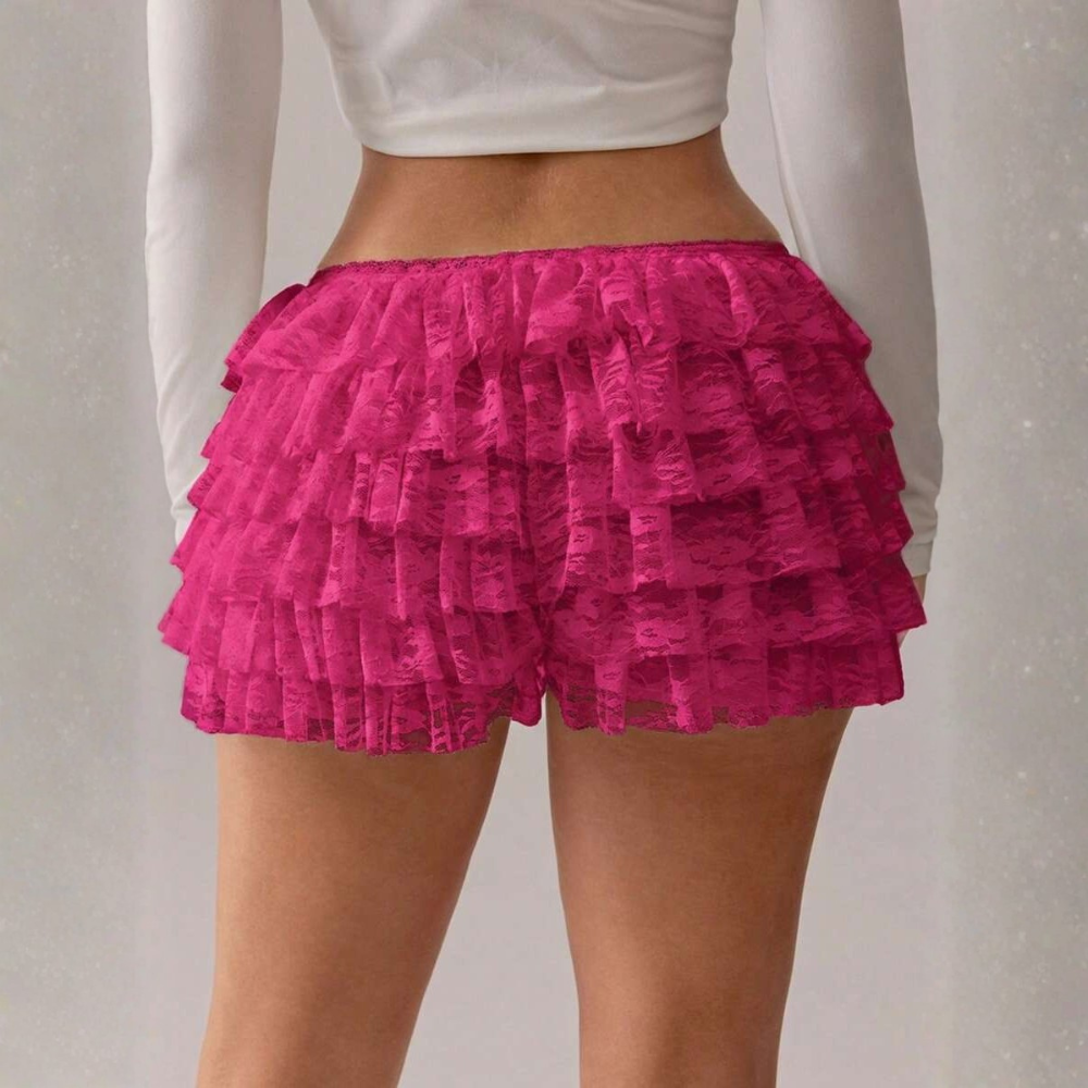 Summer Lace Ruffle Low Waist Shorts For Women