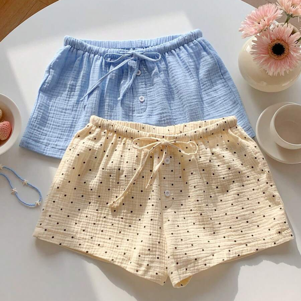 Pack Of 2 Striped Linen Shorts For Women