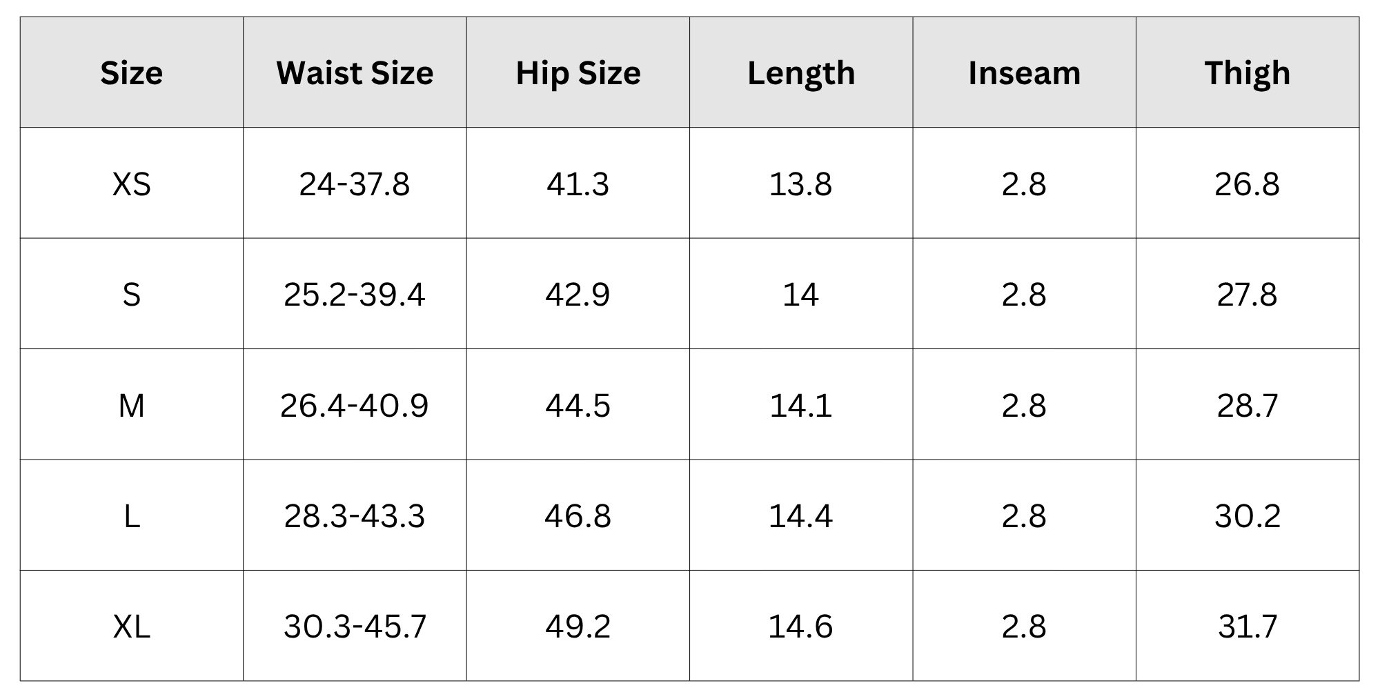 Size Chart
