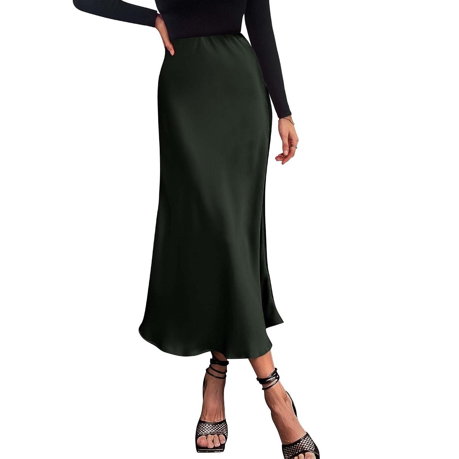 Satin Summer High Flowing Skirt For Women