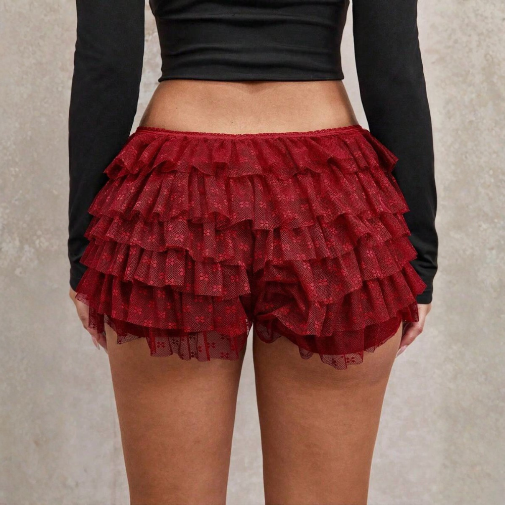 Summer Lace Ruffle Low Waist Shorts For Women