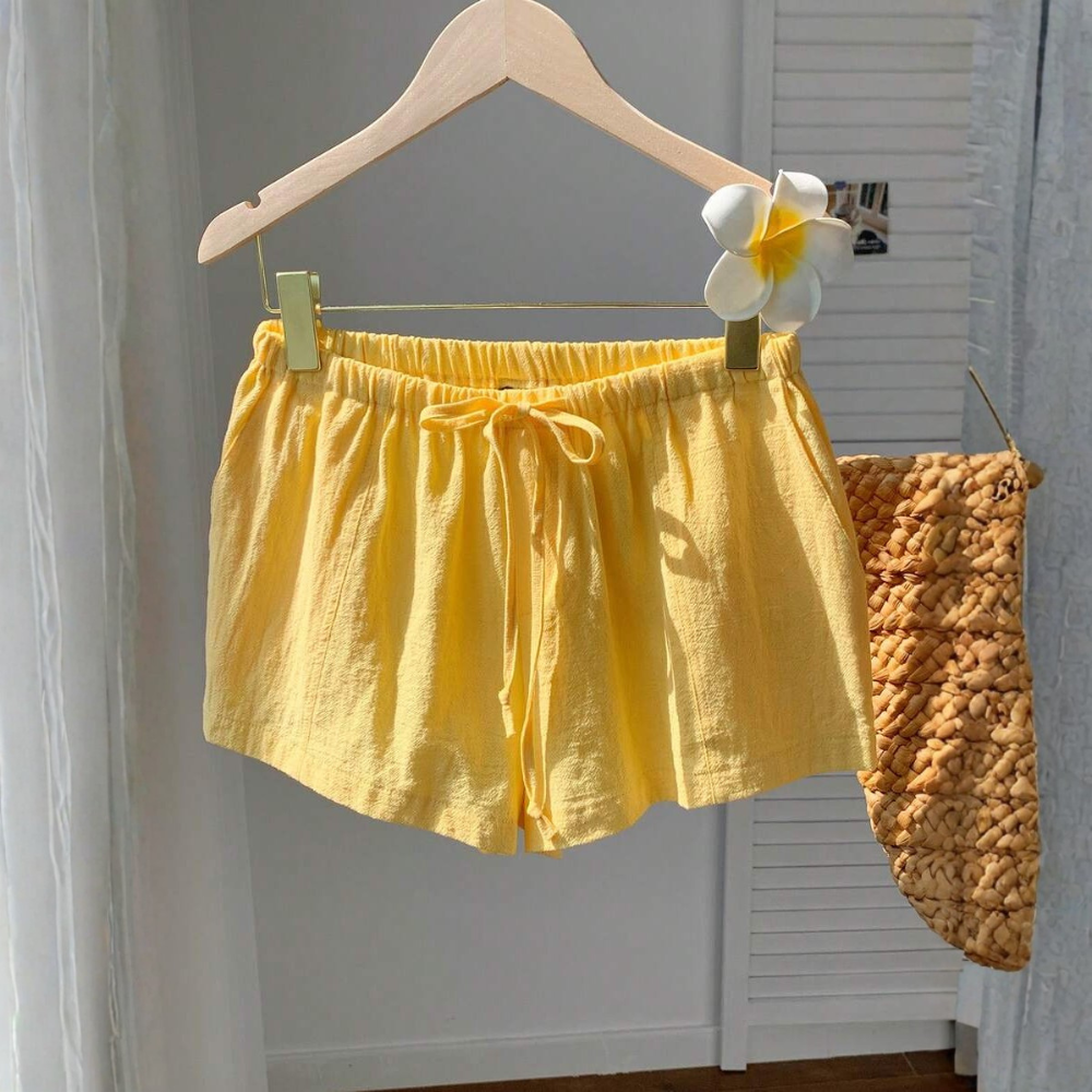 Casual And Loose Drawstring Solid Color Shorts Everyday For Women