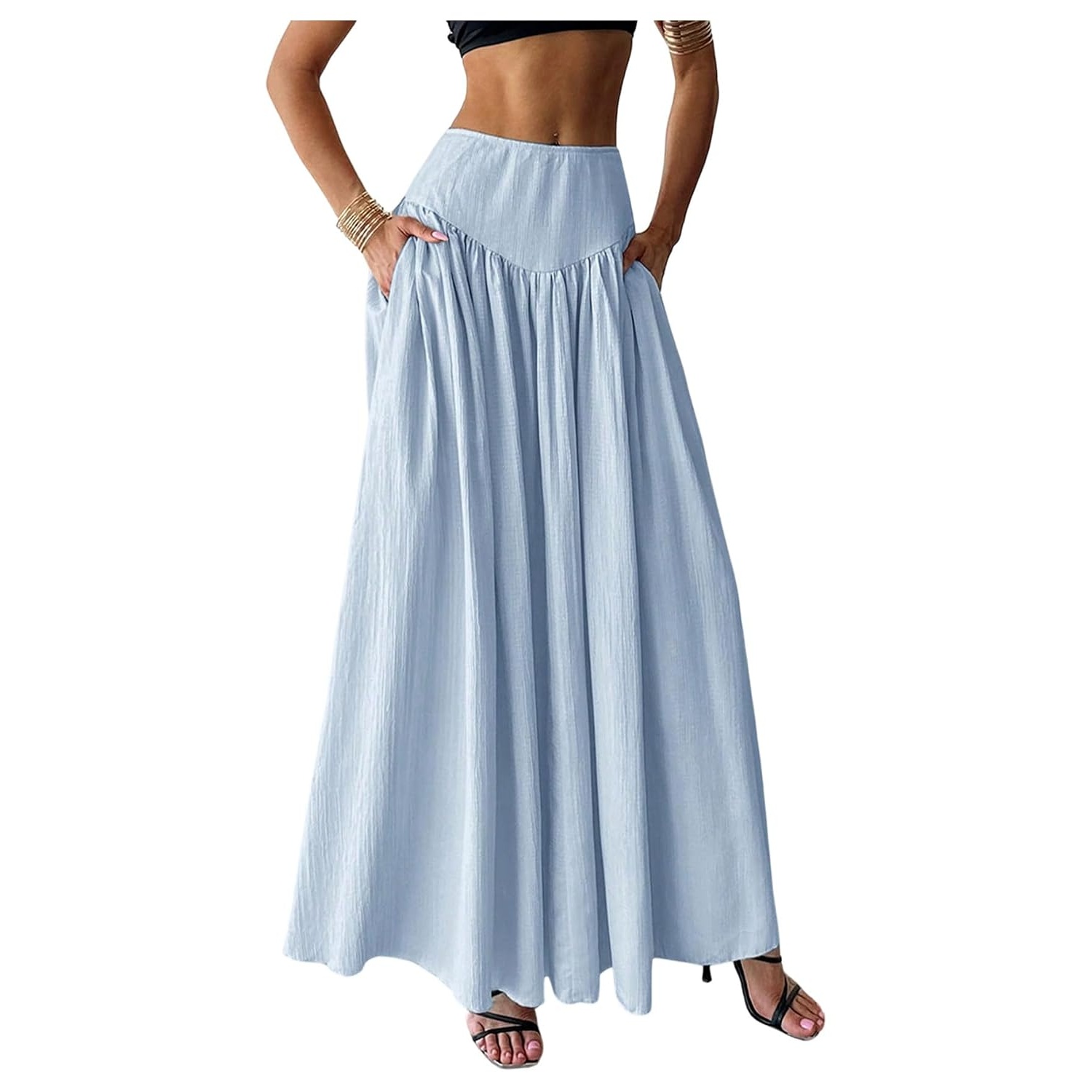 Casual Pleated Maxi Skirt For Women